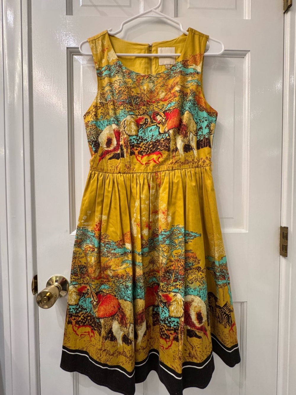 ModCloth elephant safari dress. Gorgeous and fun. Cotton spandex blend.